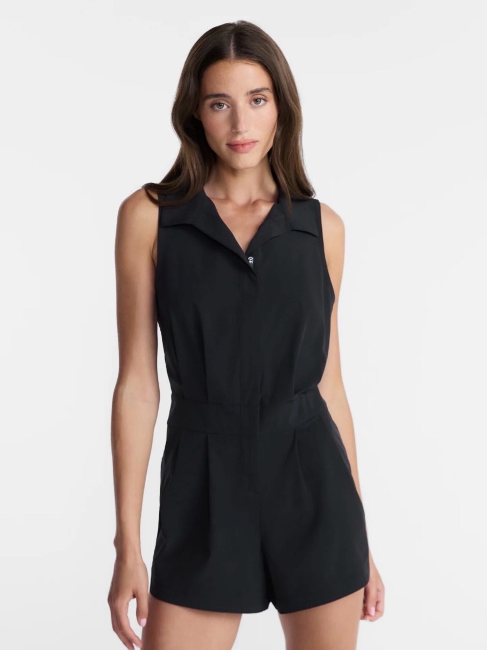 Woven stretch romper